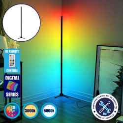 Μοντέρνο Minimal Επιδαπέδιο Μαύρο Φωτιστικό 100cm LED 16 Watt με Ασύρματο Χειριστήριο 2.4G RF & Dimmer RGBW+WW Πολύχρωμο Digital