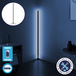 Μοντέρνο Minimal Επιδαπέδιο Μαύρο Φωτιστικό 200cm LED 32 Watt με Ασύρματο Χειριστήριο RF & Dimmer Ψυχρό Λευκό 6000k GloboStar AL
