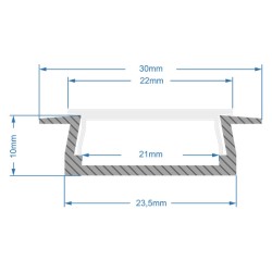 GLOBOSTAR® ALP-LINEAR RECCA 70811-1M Χωνευτό Προφίλ Αλουμινίου με Λευκό Γαλακτερό Πατητό Κάλυμμα για Ταινίες LED IP20 - Ασημί & 