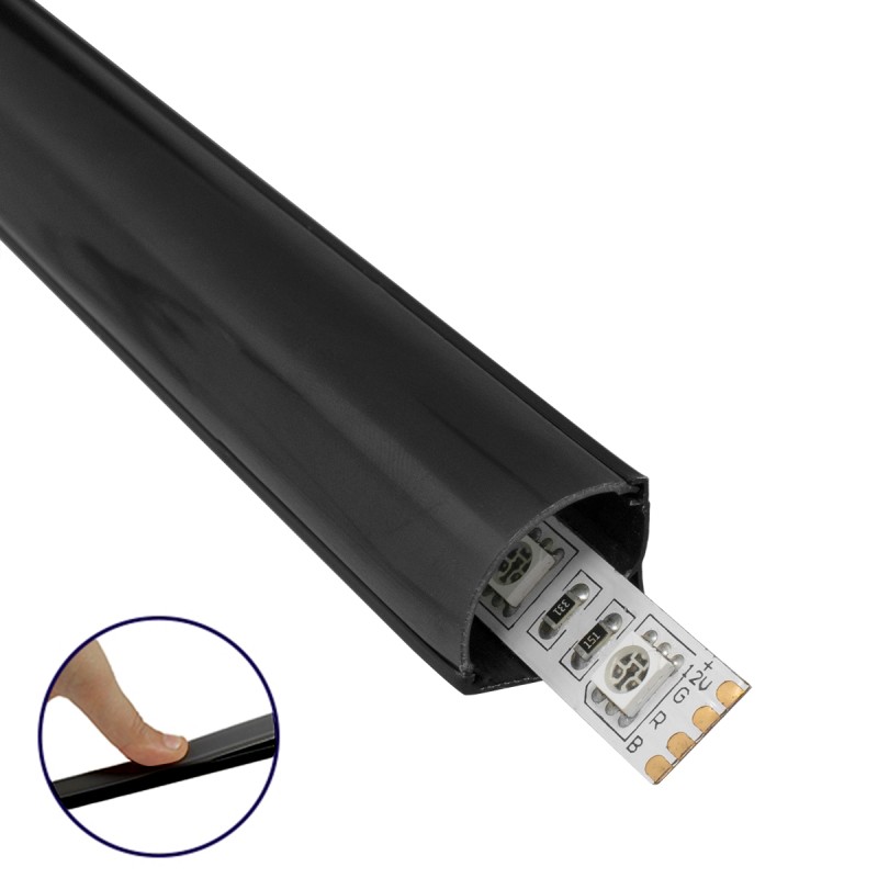 GLOBOSTAR® ALP-CORNER LINEO 70816-3M Επιφανειακό Γωνιακό Προφίλ Αλουμινίου με Μαύρο Φιμέ Πατητό Κάλυμμα για Ταινίες LED IP20 - Μ