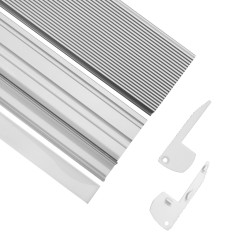 GloboStar® STAIR-PROFILE 70823-2M Προφίλ Αλουμινίου - Βάση & Ψύκτρα Ταινίας LED με Λευκό Γαλακτερό Κάλυμμα - Χρήση σε Σκαλοπάτια