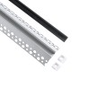GLOBOSTAR® ALP-PLASTERIN GYPSO 70822-3M Χωνευτό Προφίλ Αλουμινίου Ειδικό για Εξωτερική Γωνία Γυψοσανίδας με Μαύρο Φιμέ Πατητό Κά