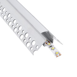 GLOBOSTAR® ALP-PLASTERIN GYPSO 70821-3M Χωνευτό Προφίλ Αλουμινίου Ειδικό για Εξωτερική Γωνία Γυψοσανίδας με Λευκό Γαλακτερό Πατη