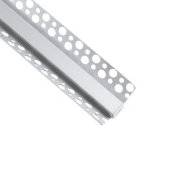 GLOBOSTAR® ALP-PLASTERIN GYPSO 70821-3M Χωνευτό Προφίλ Αλουμινίου Ειδικό για Εξωτερική Γωνία Γυψοσανίδας με Λευκό Γαλακτερό Πατη