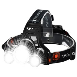 GloboStar® 79057 Φακός Κεφαλής Επαναφορτιζόμενος LED CREE XML2-T6 Chip 30 Watt 3000lm με 2 x 18650 Μπαταρίες 6000mAh Ψυχρό Λευκό