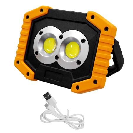 GLOBOSTAR® HELPLAMP 79037 Προβολέας Φακός Camping LED 20W 2000lm 120° DC 5V με Επαναφορτιζόμενη Μπαταρία Li-ion 3.6V 2x18650 460