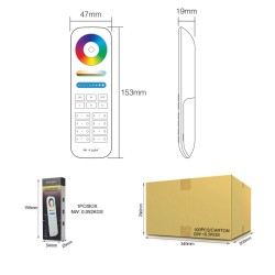 GloboStar® 73426 FUT089 Mi-Light Ασύρματο Χειριστήριο Αφής RF 2.4Ghz 8 Group για όλα τα RGBW+WW Mi-BOXER Controller DC 3V 2 x AA