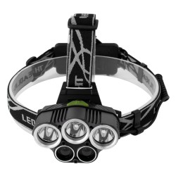 GloboStar® 79058 Φακός Κεφαλής Επαναφορτιζόμενος LED CREE XML2-T6 Chip 50 Watt 5000lm με 2 x 18650 Μπαταρίες 5200mAh Ψυχρό Λευκό