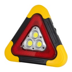GLOBOSTAR® HELPLAMP 79081 Προβολέας Φακός Τρίγωνο Ασφαλείας LED 35W 3500lm 120° DC 5V με Φωτοβολταϊκό Panel 5V 0.3W & Επαναφορτι