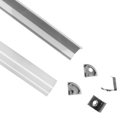 GLOBOSTAR® ALP-CORNER LINEO 70815-2M Επιφανειακό Γωνιακό Προφίλ Αλουμινίου με Λευκό Γαλακτερό Πατητό Κάλυμμα για Ταινίες LED IP2