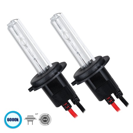 GLOBOSTAR® HID 84003 Λάμπα Xenon H7 Super Vision Υψηλής Φωτεινότητας +30% 35W/70W 3500lm/7000lm 360° DC 12-24V Αδιάβροχο IP65 Ψυ