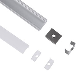 GLOBOSTAR® ALP-LINEAR SURFABO 70805-3M Επιφανειακό Προφίλ Αλουμινίου με Λευκό Γαλακτερό Πατητό Κάλυμμα για Ταινίες LED IP20 - Ασ