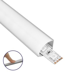 GLOBOSTAR® ALP-CORNER LINEO 70815-3M Επιφανειακό Γωνιακό Προφίλ Αλουμινίου με Λευκό Γαλακτερό Πατητό Κάλυμμα για Ταινίες LED IP2