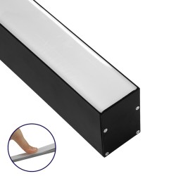 GLOBOSTAR® ALP-LINEAR VERTEX 70828-3M Επιφανειακό Προφίλ Αλουμινίου με Λευκό Γαλακτερό Πατητό Κάλυμμα για Ταινίες LED IP20 - Μαύ