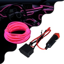 GloboStar® 82203 TUBE 360° Degree Διακοσμητική EL-Wire Neon Αυτοκινήτου Κορδόνι ΣΕΤ 3m 1W/3m 30lm/m 360° DC 12V με Βύσμα Αναπτήρ