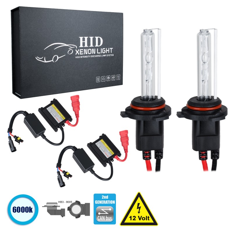 GloboStar® 84109 HB3 9005 CB Line KIT Βασικού Φωτισμού Αυτοκινήτου & Μοτοσυκλέτας 2nd Generation Can-Bus Series XENON 70W 6400lm