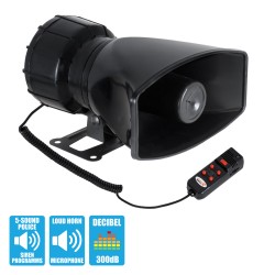 GloboStar® 85698 Τηλεβόας - Ντουντούκα - Σειρήνα - Κόρνα Αυτοκινήτου με 5 Προγράμματα Ήχητικών Εφέ Αστυνομίας - Πυροσβεστικής - 