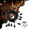 GLOBOSTAR® GARLAND 78983 Καλωδιογιρλάντα 10m με Ντουί 15 x E27 & Πρίζα Schuko AC 220-240V IP65 - Μαύρο - Μ1500 x Π59 x Υ16cm