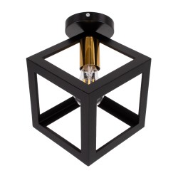 GLOBOSTAR® CUBE 00799 Μοντέρνο Φωτιστικό Οροφής με Ντουί 1 x E27 AC 220-240V IP20 - Μαύρο & Χρυσό - Μ25 x Π25 x Υ25cm
