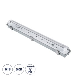GLOBOSTAR® VIGAS 90610 Γραμμικό Βιομηχανικό Φωτιστικό Σκαφάκι Tri-Proof με Μεταλλικά Clips για 1 x Λάμπα T8 G13 60cm Τύπου Φθορί