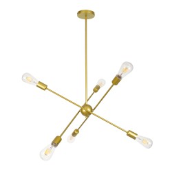 GLOBOSTAR® ZANE 00786 Μοντέρνο Φωτιστικό Οροφής με Ντουί 6 x E27 AC 220-240V IP20 - Χρυσό - Μ70 x Π70 x Υ100cm