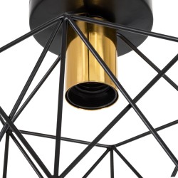 GLOBOSTAR® TRON 00792 Μοντέρνο Φωτιστικό Οροφής με Ντουί 1 x E27 AC 220-240V IP20 - Μαύρο & Χρυσό - Μ18 x Π18 x Υ19.5cm