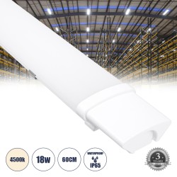GloboStar® 60162 LED Γραμμικό Βιομηχανικό Φωτιστικό Tri-Proof 60cm 18W 1971lm 120° AC 220-240V Αδιάβροχο IP65 Μ60 x Π6 x Υ4cm Φυ
