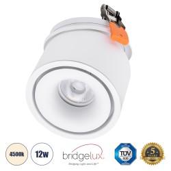 GLOBOSTAR® OMEGA-R 60294 Χωνευτό Κινούμενο Downlight Σποτ LED 12W 1560lm 36° AC 220-240V IP20 Φυσικό Λευκό 4500K - Bridgelux COB