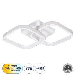 GLOBOSTAR® NORA 61062 Μοντέρνο Φωτιστικό Οροφής LED 22W 2640lm 300° AC 220-240V IP20 Ρυθμιζόμενο Λευκό CCT με On/Off 2700K/4500K