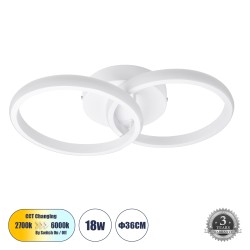 GLOBOSTAR® CORA 61059 Μοντέρνο Φωτιστικό Οροφής LED 18W 2160lm 300° AC 220-240V IP20 Ρυθμιζόμενο Λευκό CCT με On/Off 2700K/4500K