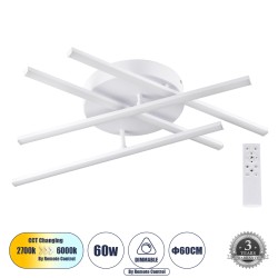 GLOBOSTAR® DRACO 61096 Μοντέρνο Φωτιστικό Οροφής LED 60W 7380lm 120° AC 220-240V IP20 Ρυθμιζόμενο Λευκό CCT με Χειριστήριο από 2
