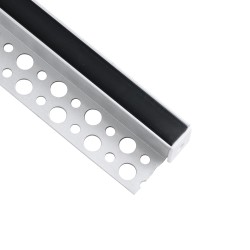 GLOBOSTAR® ALP-PLASTERIN GYPSO 70835-3M Χωνευτό Τερματικό Προφίλ Αλουμινίου Ειδικό για Γυψοσανίδα με Μαύρο Φιμέ Πατητό Κάλυμμα γ
