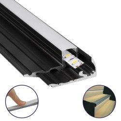 GLOBOSTAR® ALP-STEP-GRIP STAIR 70841-3M Επιφανειακό Προφίλ Αλουμινίου Ειδικό για Φωτισμό Σκαλοπατιού με Λευκό Γαλακτερό Πατητό Κ