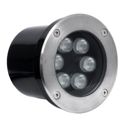 GloboStar® UNDERGROUND-TINA 90666 Χωνευτό Φωτιστικό Σποτ Δαπέδου LED 9W 945lm 30° DC 24V Αδιάβροχο IP65 Φ12 x Υ9cm Πολύχρωμο RGB