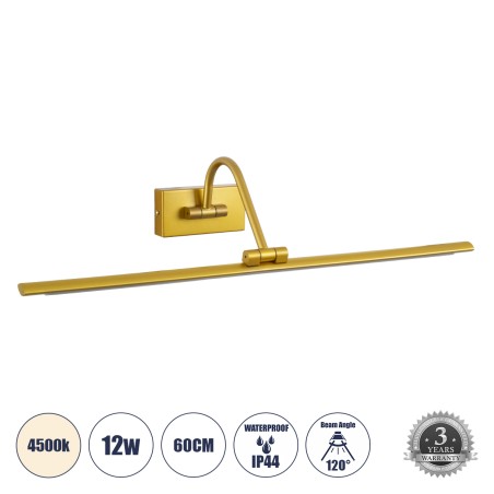 GLOBOSTAR® MIRA 60433 Μοντέρνο Φωτιστικό Τοίχου - Απλίκα Καθρέπτη Μπάνιου LED 12W 1400lm 120° AC 220-240V IP44 Φυσικό Λευκό 4500