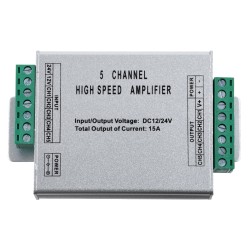 GloboStar® 73395 High Speed LED Amplifier 5 Channels - Ενισχυτής Σήματος Υψηλών Ταχυτήτων LED 5 Καναλιών DC 12-24V RGBW+WW Max 3