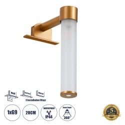 GLOBOSTAR® ELSA 60407 Μοντέρνο Φωτιστικό Τοίχου - Απλίκα Καθρέπτη Μπάνιου με Ντουί 1 x G9 AC 220-240V IP44 - Χάλκινο & Λευκό - Μ