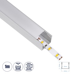 GLOBOSTAR® ALP-LINEAR LIGHTLINE 70867-1M Επιφανειακό Προφίλ Αλουμινίου με Λευκό Γαλακτερό Πατητό Κάλυμμα για Ταινίες LED IP20 - 