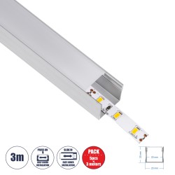GLOBOSTAR® ALP-LINEAR LIGHTLINE 70867- 3M Επιφανειακό Προφίλ Αλουμινίου με Λευκό Γαλακτερό Πατητό Κάλυμμα για Ταινίες LED IP20 -
