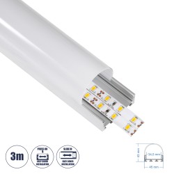 GloboStar® SURFACEPENDANT-PROFILE 70870-3M Προφίλ Αλουμινίου - Βάση & Ψύκτρα Ταινίας LED με Λευκό Γαλακτερό Κάλυμμα - Επιφανειακ