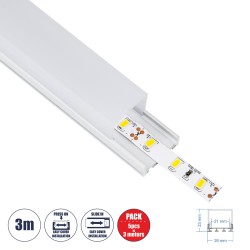 GloboStar® SURFACEPENDANT-PROFILE 70848-3M Προφίλ Αλουμινίου - Βάση & Ψύκτρα Ταινίας LED με Λευκό Γαλακτερό Κάλυμμα - Επιφανειακ