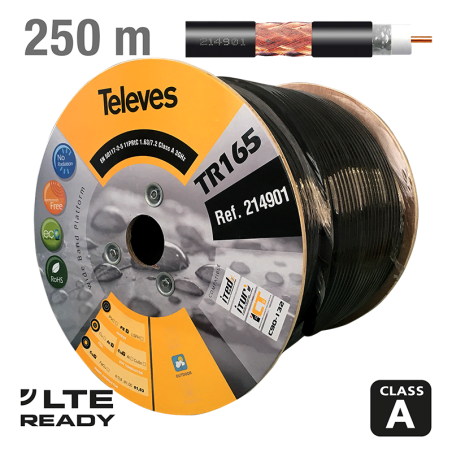214901 ΚΑΛΩΔΙΟ RG11 TR-165 Cu/Cu Black PE 250m