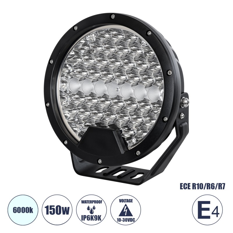 GloboStar® 85337 E4 Mark Vehicle & JEEP Work Lights - Φώτα Εργασίας για Οχήματα και JEEP LED High Power 150W DC 10-30V Αδιάβροχo