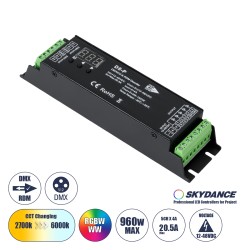 GLOBOSTAR® SKYDANCE-D5-P 71445 DC DMX Master Dimmer / Controller / Decoder Υψηλής Ταχύτητας με 5 x 4A 192W Κανάλια DC 12-48V 20.