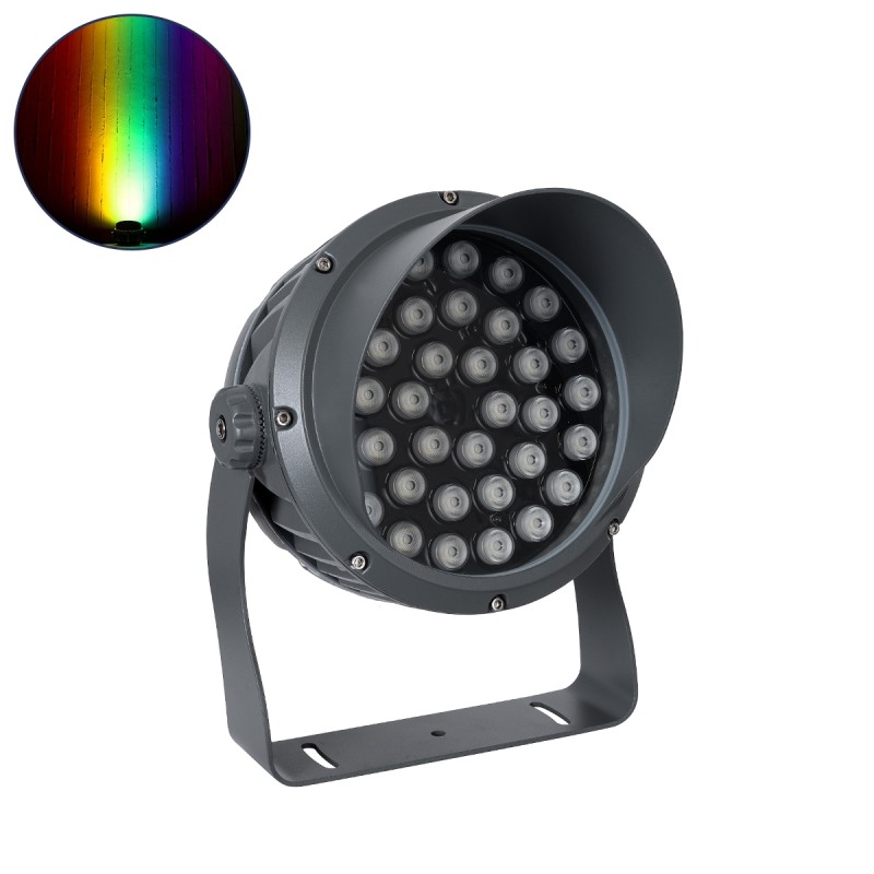GLOBOSTAR® FLOODIMO 90745 Προβολέας Σποτ Wall Washer με Αντιθαμβωτική Γρίλια LED 54W 4320lm 10° DC 24V Αδιάβροχο IP67 Πολύχρωμο 