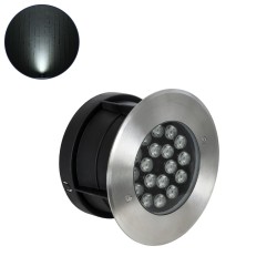 GloboStar® UNDERGROUND-SINA 90572 Χωνευτό Φωτιστικό Σποτ Δαπέδου LED 18W 1710lm 15° DC 24V Αδιάβροχο IP68 Φ20 x Υ11cm Φυσικό Λευ