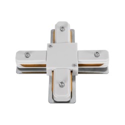 GloboStar® 2L-EUROTRACK 60910 Αντάπτορας +(Σταυρός) - Μονοφασικός 2 Καλωδίων για όλες τις Ράγες EUROTRACK AC 220-240V IP20 Μ10.7