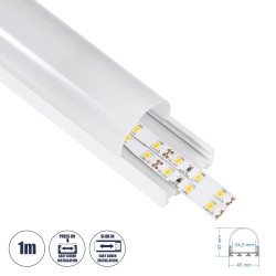GloboStar® SURFACEPENDANT-PROFILE 70871-1M Προφίλ Αλουμινίου - Βάση & Ψύκτρα Ταινίας LED με Λευκό Γαλακτερό Κάλυμμα - Επιφανειακ
