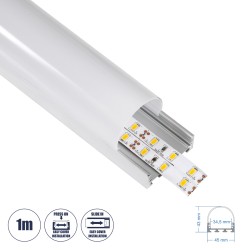 GloboStar® SURFACEPENDANT-PROFILE 70870-1M Προφίλ Αλουμινίου - Βάση & Ψύκτρα Ταινίας LED με Λευκό Γαλακτερό Κάλυμμα - Επιφανειακ
