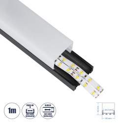 GloboStar® SURFACEPENDANT-PROFILE 70866-1M Προφίλ Αλουμινίου - Βάση & Ψύκτρα Ταινίας LED με Λευκό Γαλακτερό Κάλυμμα - Επιφανειακ